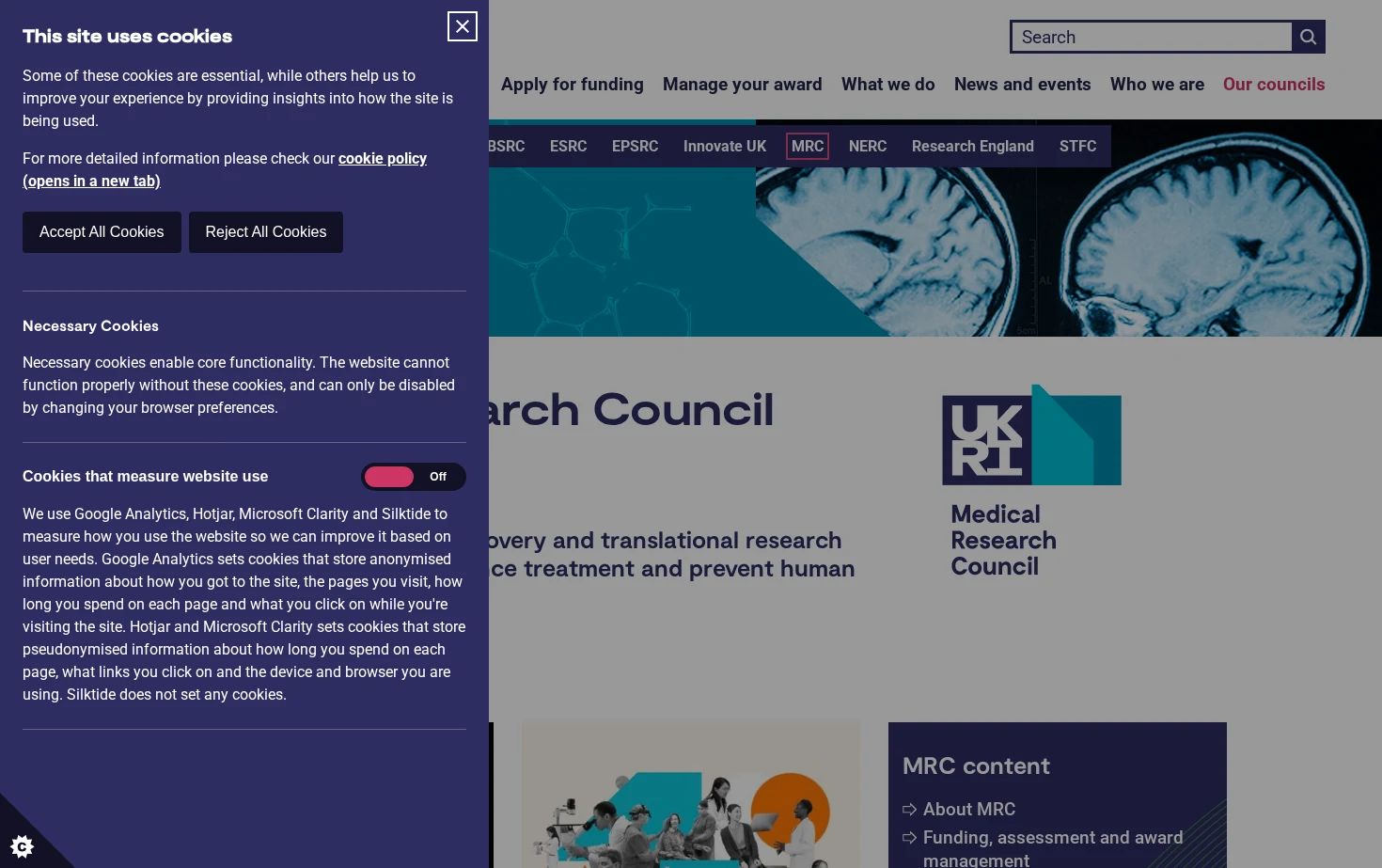 Medical Research Council (MRC) 页面快照